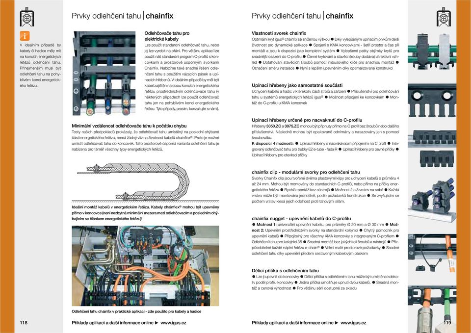 Pro většinu aplikací lze použít náš standardní program C-profilů s koncovkami a prostorově úspornými svorkami Chainfix.