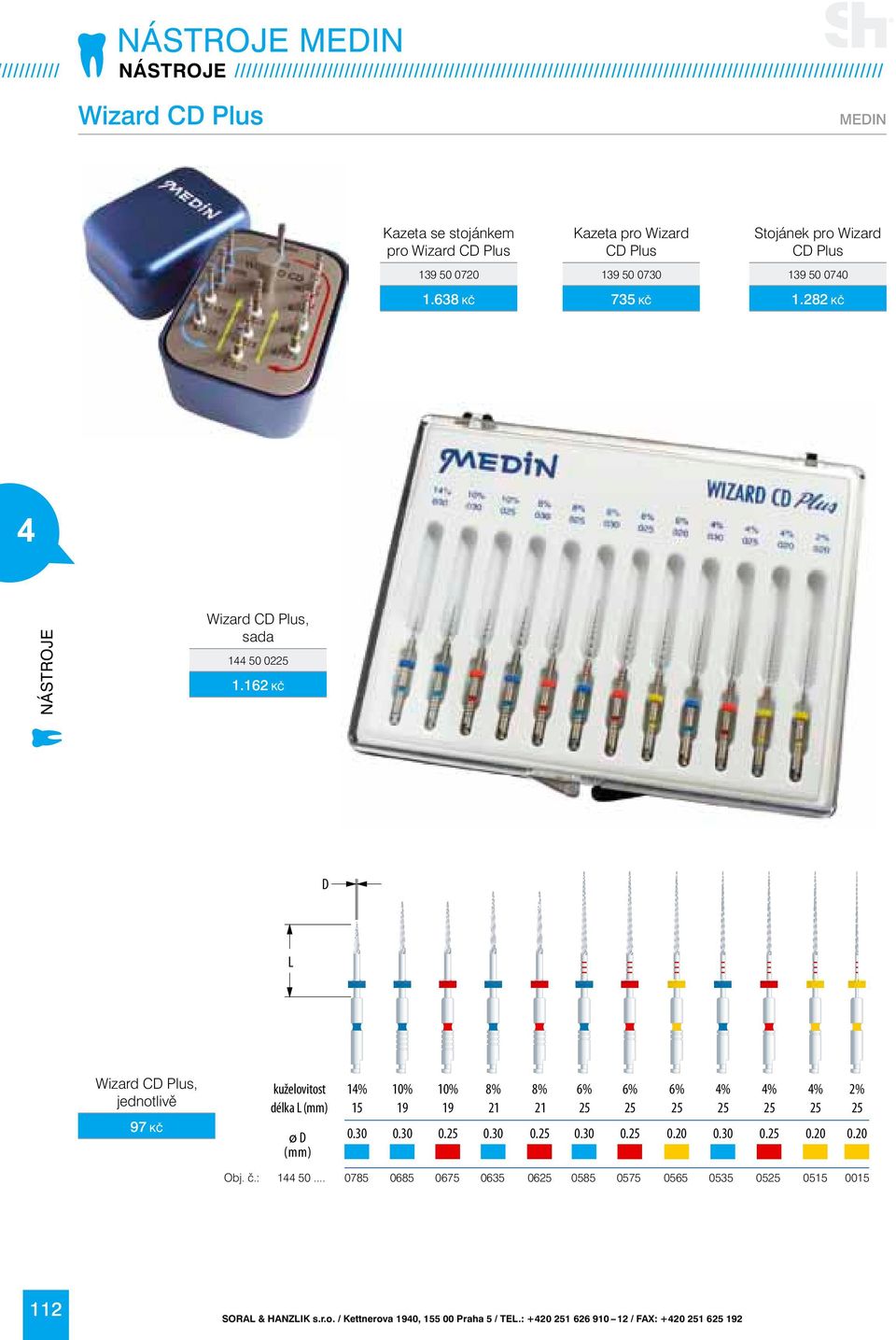 162 Kč D L Wizard CD Plus, jednotlivě 97 Kč Obj. č.: kuželovitost délka L (mm) ø D (mm) 144 50... 14% 15 10% 19 10% 19 8% 21 8% 21 6% 25 0.30 0.30 0.25 0.30 0.25 0.30 0.25 0.20 0.