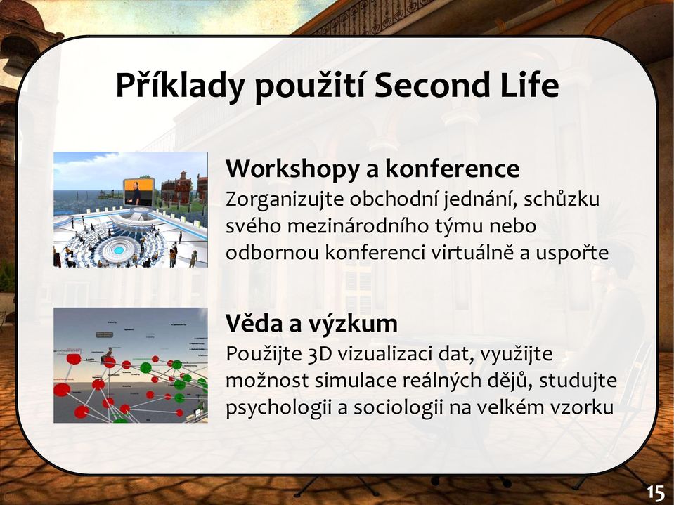 konferenci virtuálně a uspořte Věda a výzkum Použijte 3D vizualizaci dat,