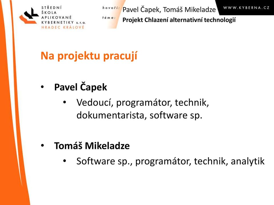 Pavel Čapek Tomáš Mikeladze Projekt Chlazení alternativní technologií - PDF  Stažení zdarma