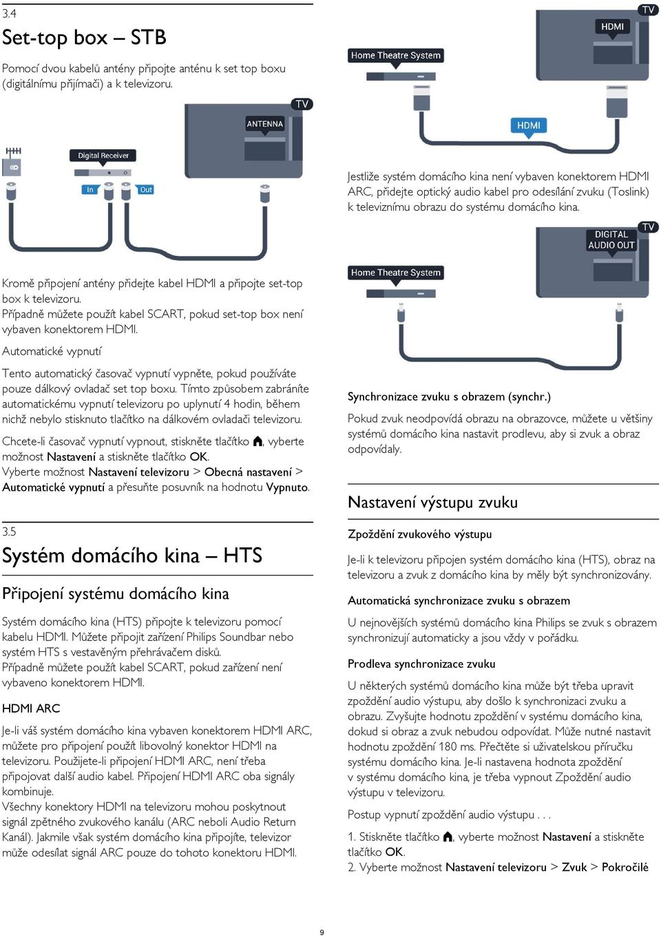 Kromě připojení antény přidejte kabel HDMI a připojte set-top box k televizoru. Případně můžete použít kabel SCART, pokud set-top box není vybaven konektorem HDMI.