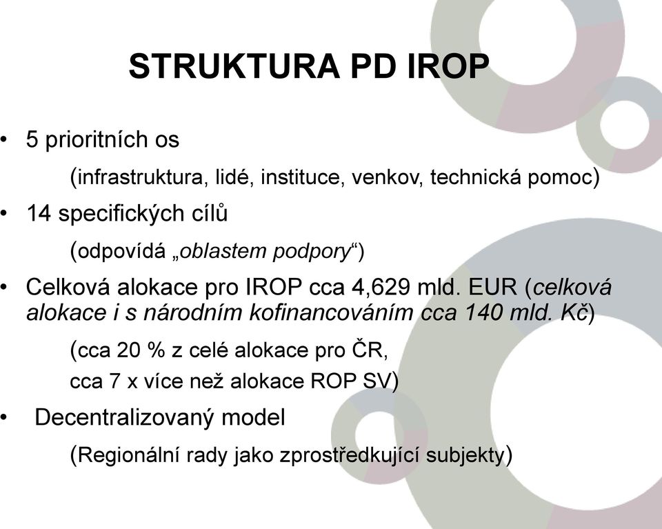 EUR (celková alokace i s národním kofinancováním cca 140 mld.