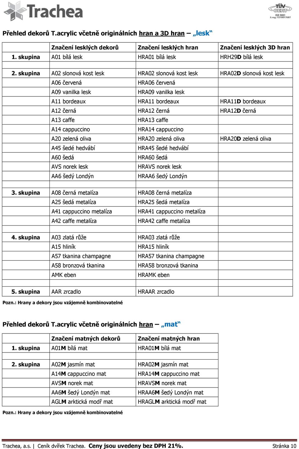 HRA12 černá HRA12D černá A13 caffe HRA13 caffe A14 cappuccino HRA14 cappuccino A20 zelená oliva HRA20 zelená oliva HRA20D zelená oliva A45 šedé hedvábí HRA45 šedé hedvábí A60 šedá HRA60 šedá AVS