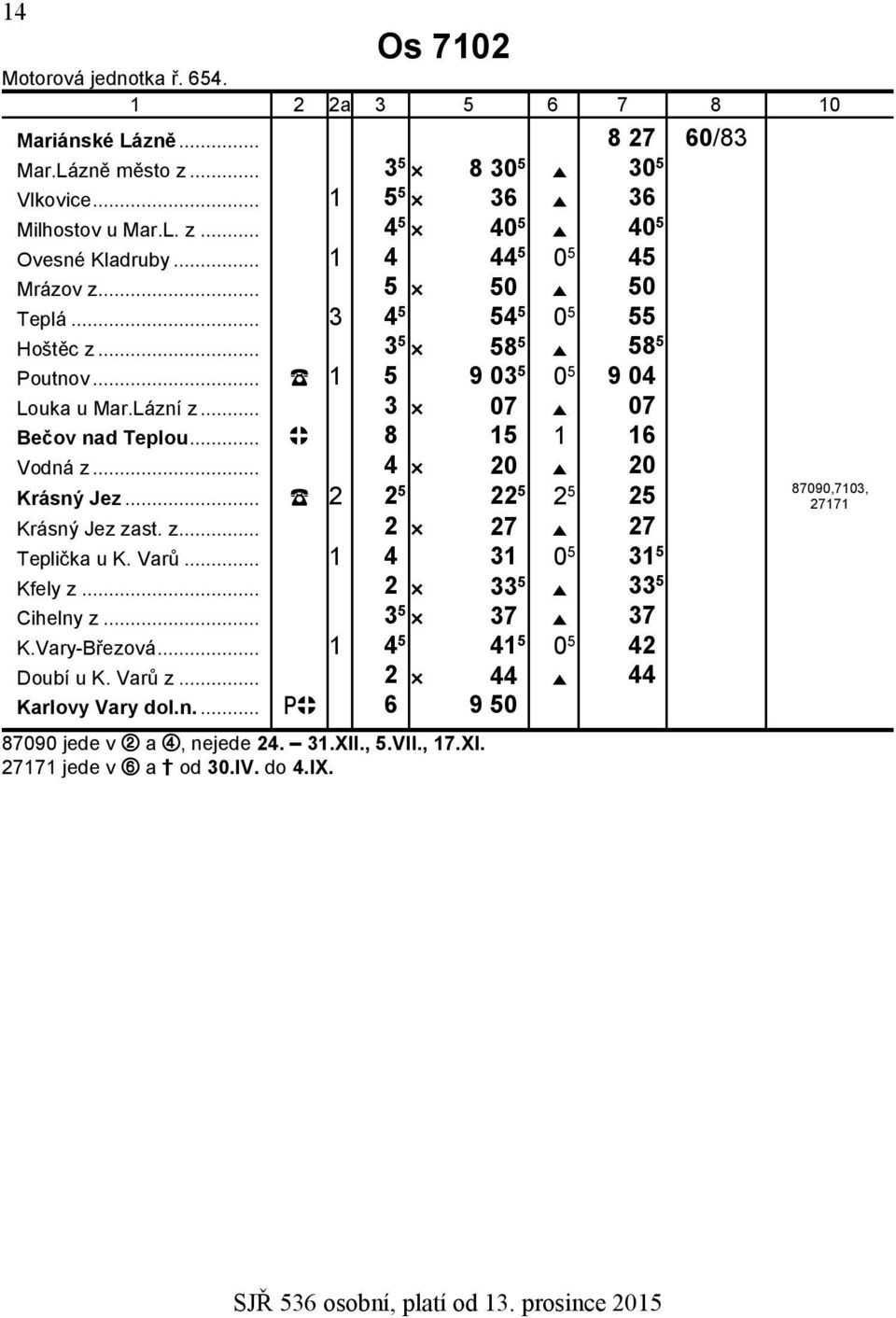 .. 8 15 1 16 Vodná z... 4 20 20 Krásný Jez... 2 2 5 22 5 2 5 25 Krásný Jez zast. z... 2 27 27 Teplička u K. Varů... 1 4 31 0 5 31 5 Kfely z... 2 33 5 33 5 Cihelny z... 3 5 37 37 K.