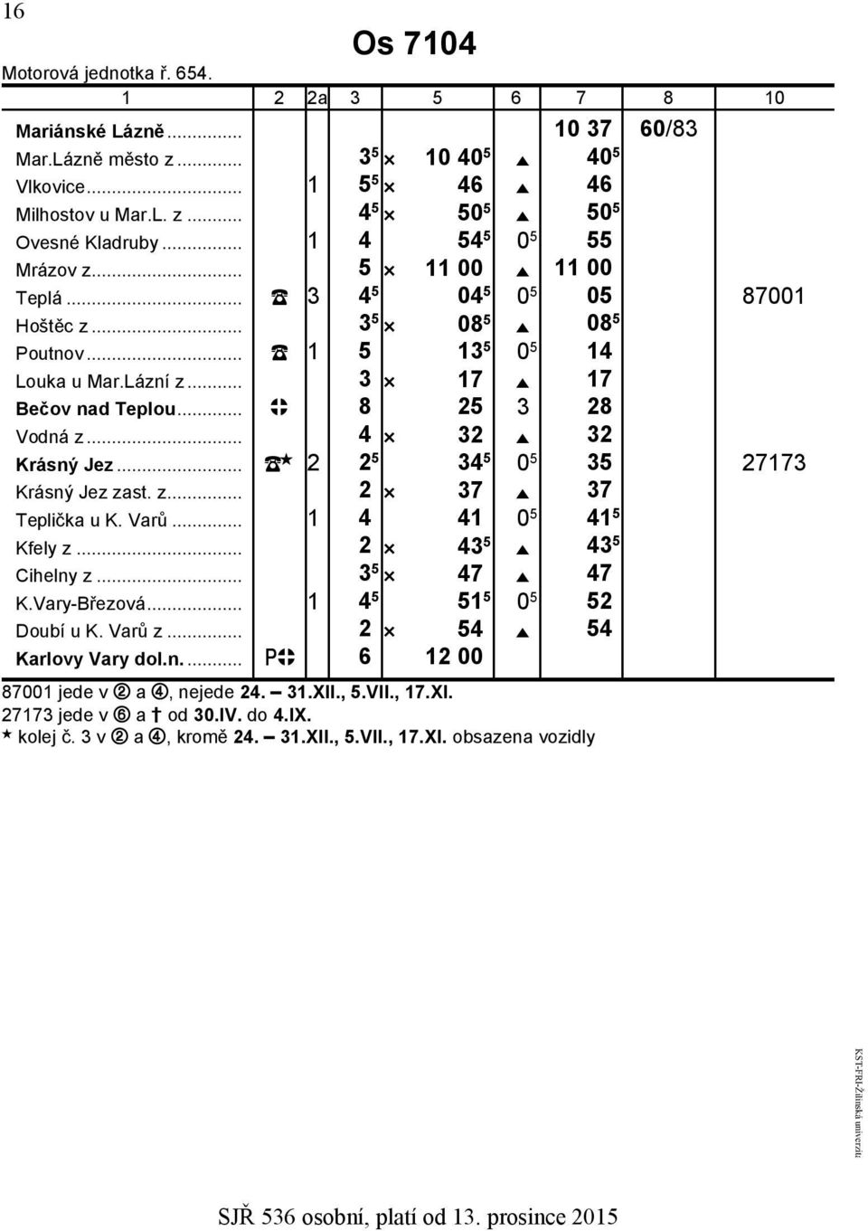 .. 4 32 32 Krásný Jez... 2 2 5 34 5 0 5 35 27173 Krásný Jez zast. z... 2 37 37 Teplička u K. Varů... 1 4 41 0 5 41 5 Kfely z... 2 43 5 43 5 Cihelny z... 3 5 47 47 K.Vary-Březová.