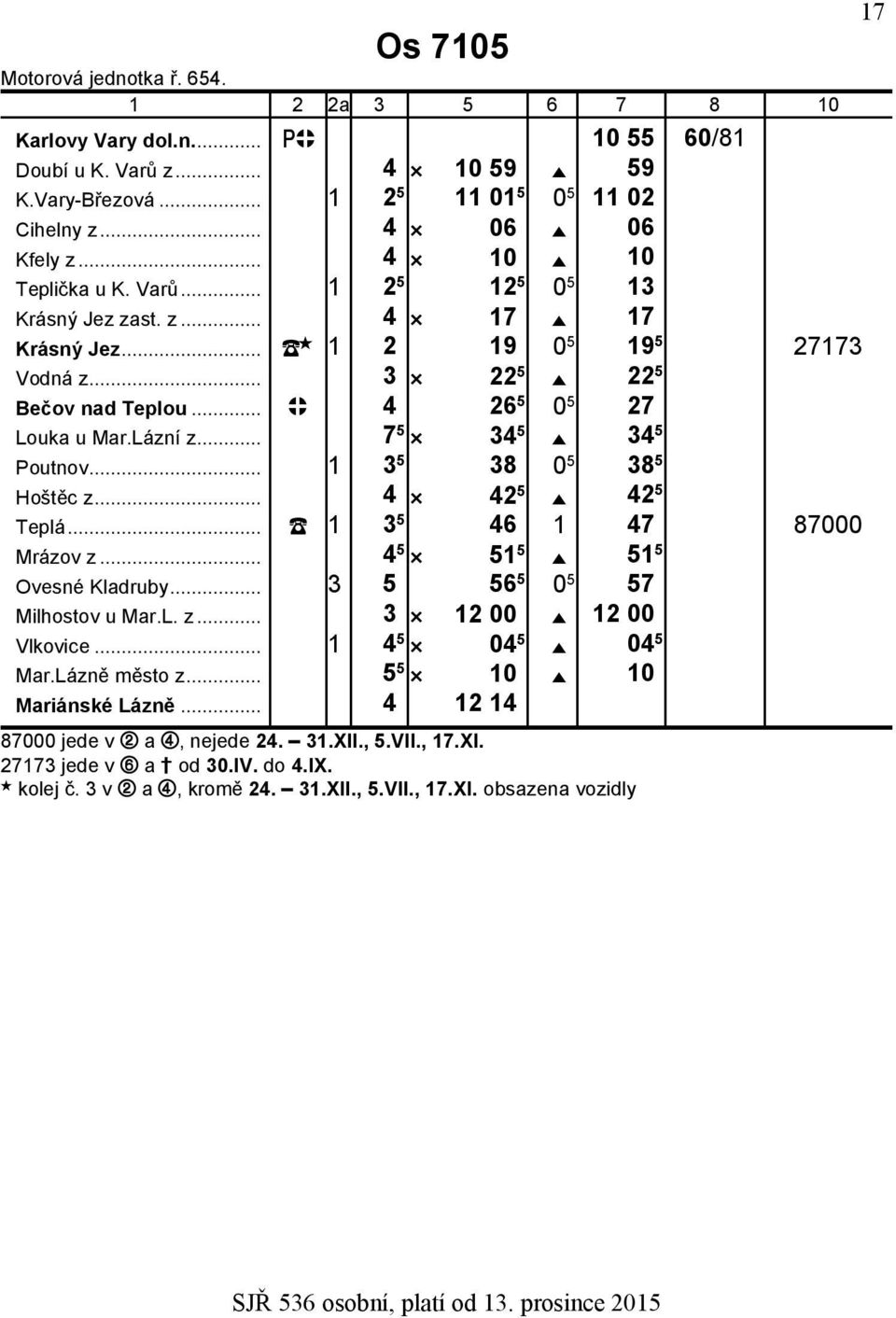 .. 1 3 5 38 0 5 38 5 Hoštěc z... 4 42 5 42 5 Teplá... 1 3 5 46 1 47 87000 Mrázov z... 4 5 51 5 51 5 Ovesné Kladruby... 3 5 56 5 0 5 57 Milhostov u Mar.L. z... 3 12 00 12 00 Vlkovice.