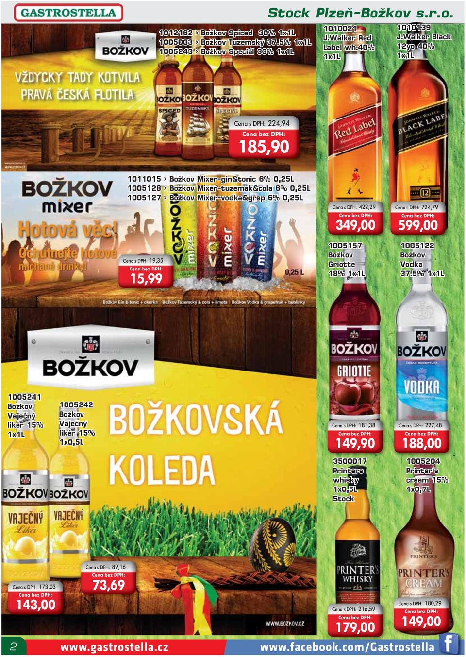 Božkov Mixer-vodka&grep 6% 0,25L 19,35 15,99 422,29 349,00 1005157 Božkov Griotte 18% 1x1L 724,79 599,00 1005122 Božkov Vodka 37.