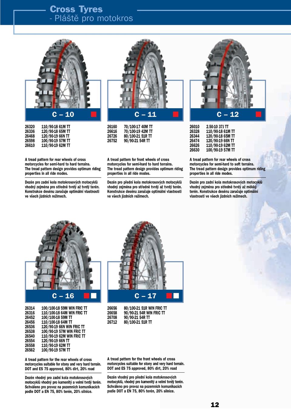 Dezén pro zadní kola motokrosov ch motocyklû vhodn zejména pro stfiednû tvrd aï tvrd terén. Konstrukce desénu zaruãuje optimální vlastnosti ve v ech jízdních reïimech.