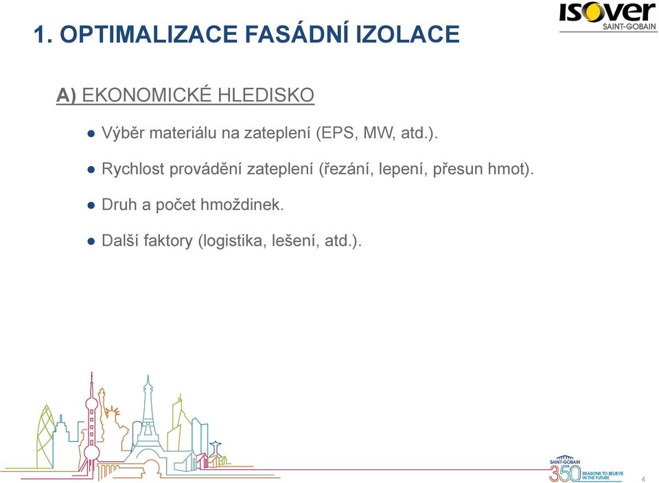 Rychlost provádění zateplení (řezání, lepení, přesun