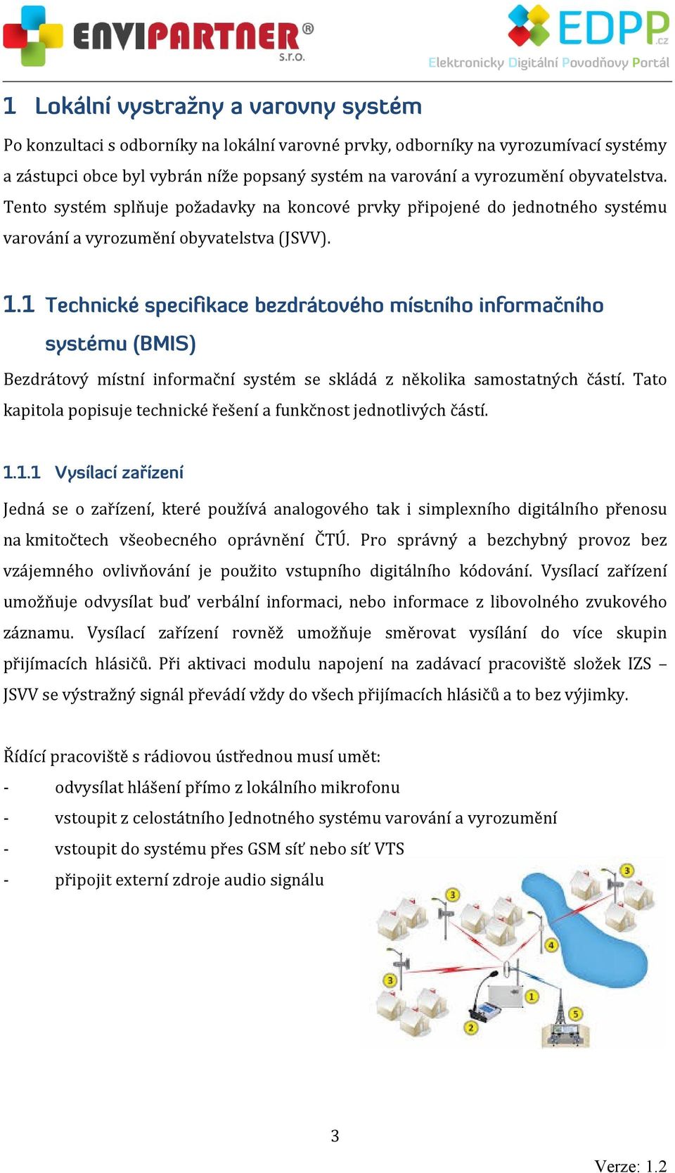 1 Technické specifikace bezdrátového místního informačního systému (BMIS) Bezdrátový místní informační systém se skládá z několika samostatných částí.