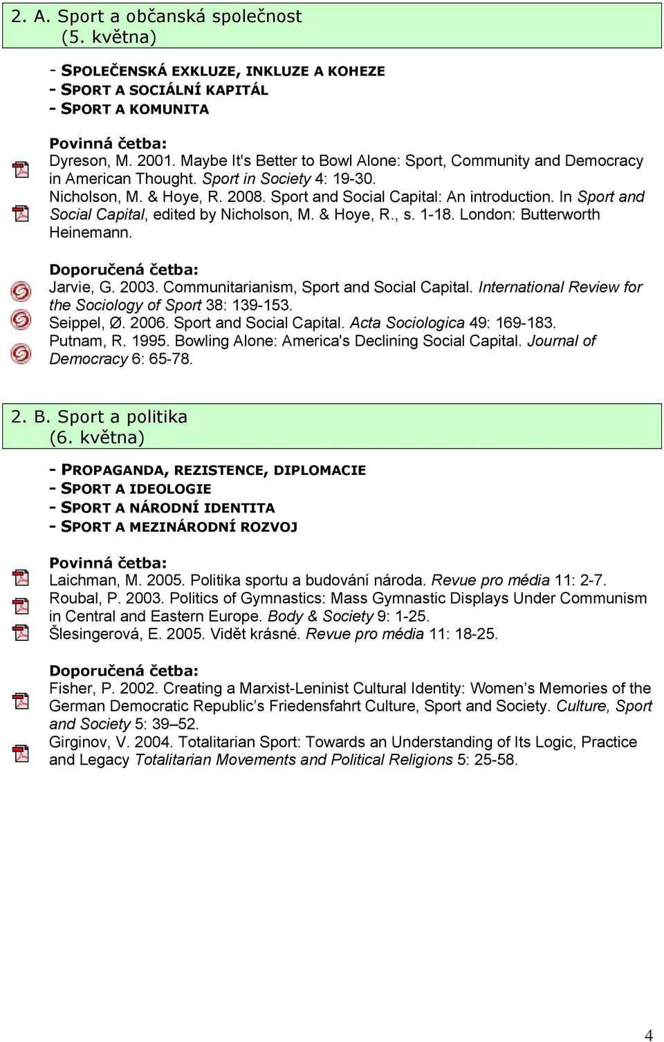 In Sport and Social Capital, edited by Nicholson, M. & Hoye, R., s. 1-18. London: Butterworth Heinemann. Jarvie, G. 2003. Communitarianism, Sport and Social Capital.