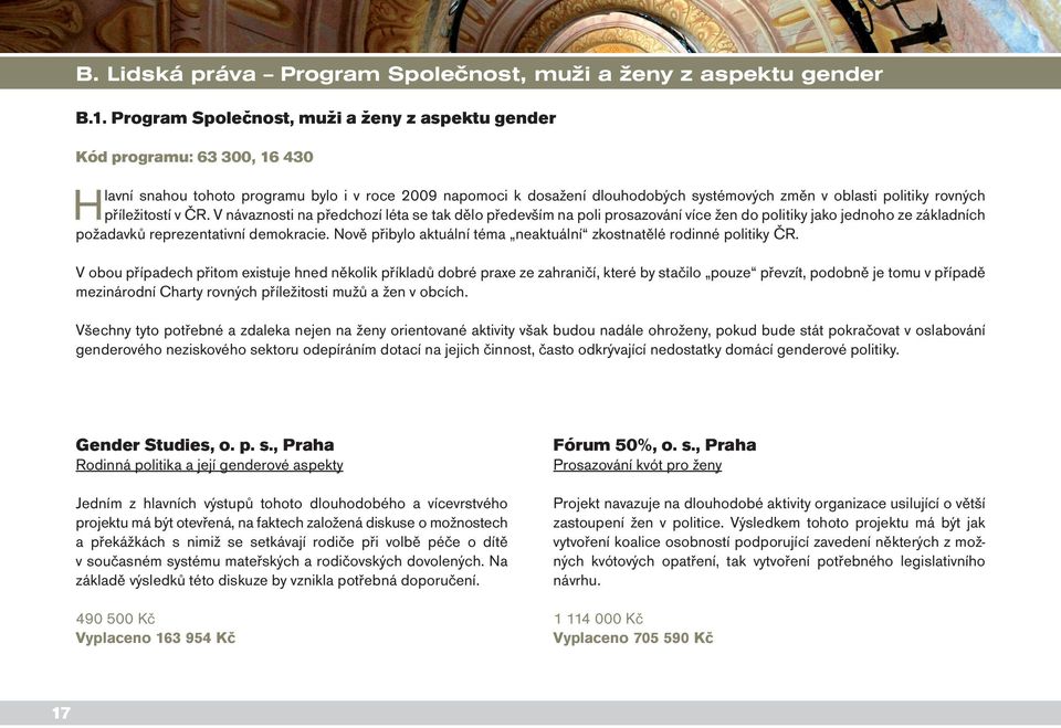 rovných příležitostí v ČR. V návaznosti na předchozí léta se tak dělo především na poli prosazování více žen do politiky jako jednoho ze základních požadavků reprezentativní demokracie.