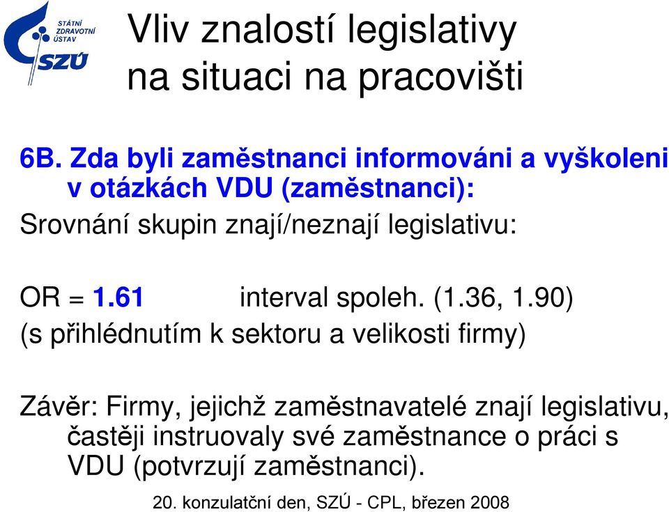 90) (s přihlédnutím k sektoru a velikosti firmy) Závěr: Firmy, jejichž