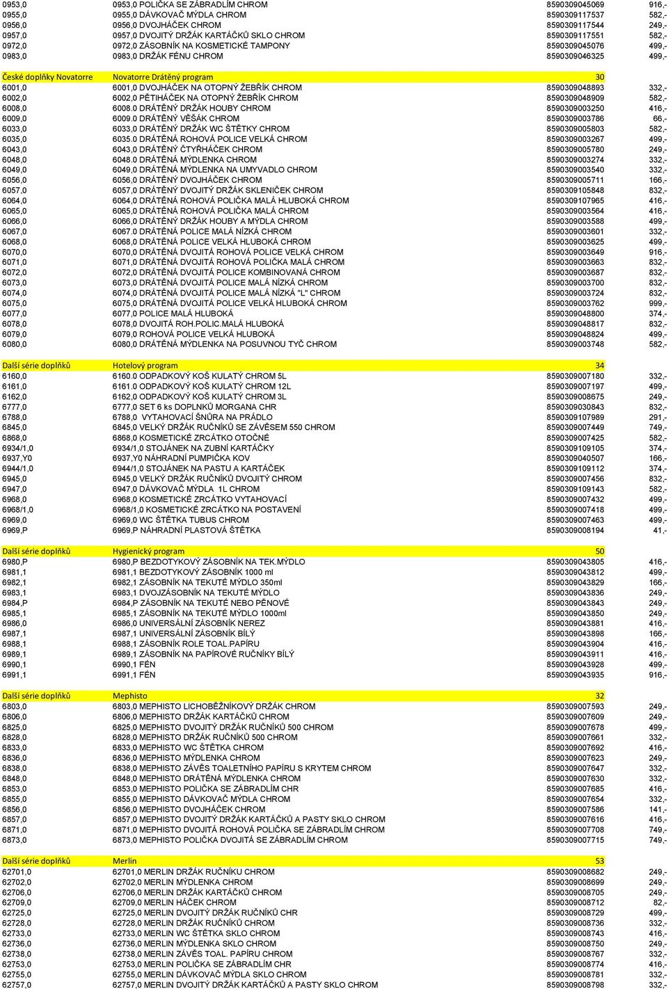 program 30 6001,0 6001,0 DVOJHÁČEK NA OTOPNÝ ŽEBŘÍK CHROM 8590309048893 332,- 6002,0 6002,0 PĚTIHÁČEK NA OTOPNÝ ŽEBŘÍK CHROM 8590309048909 582,- 6008,0 6008.