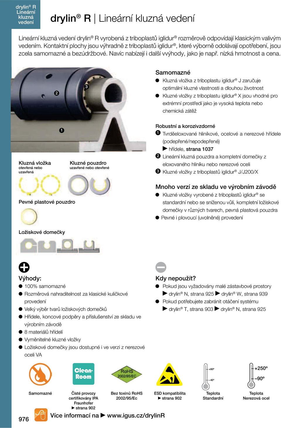 2 3 Samomazné z triboplastu iglidur J zaručuje optimální kluzné vlastnosti a dlouhou životnost Kluzné vložky z triboplastu iglidur X jsou vhodné pro extrémní prostředí jako je vysoká teplota nebo