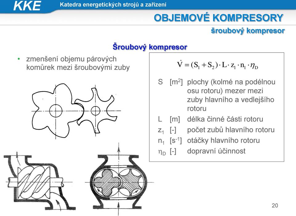 rotoru) mezer mezi zuby hlavího a vedlejšího rotoru L z [-] [m] délka čié části