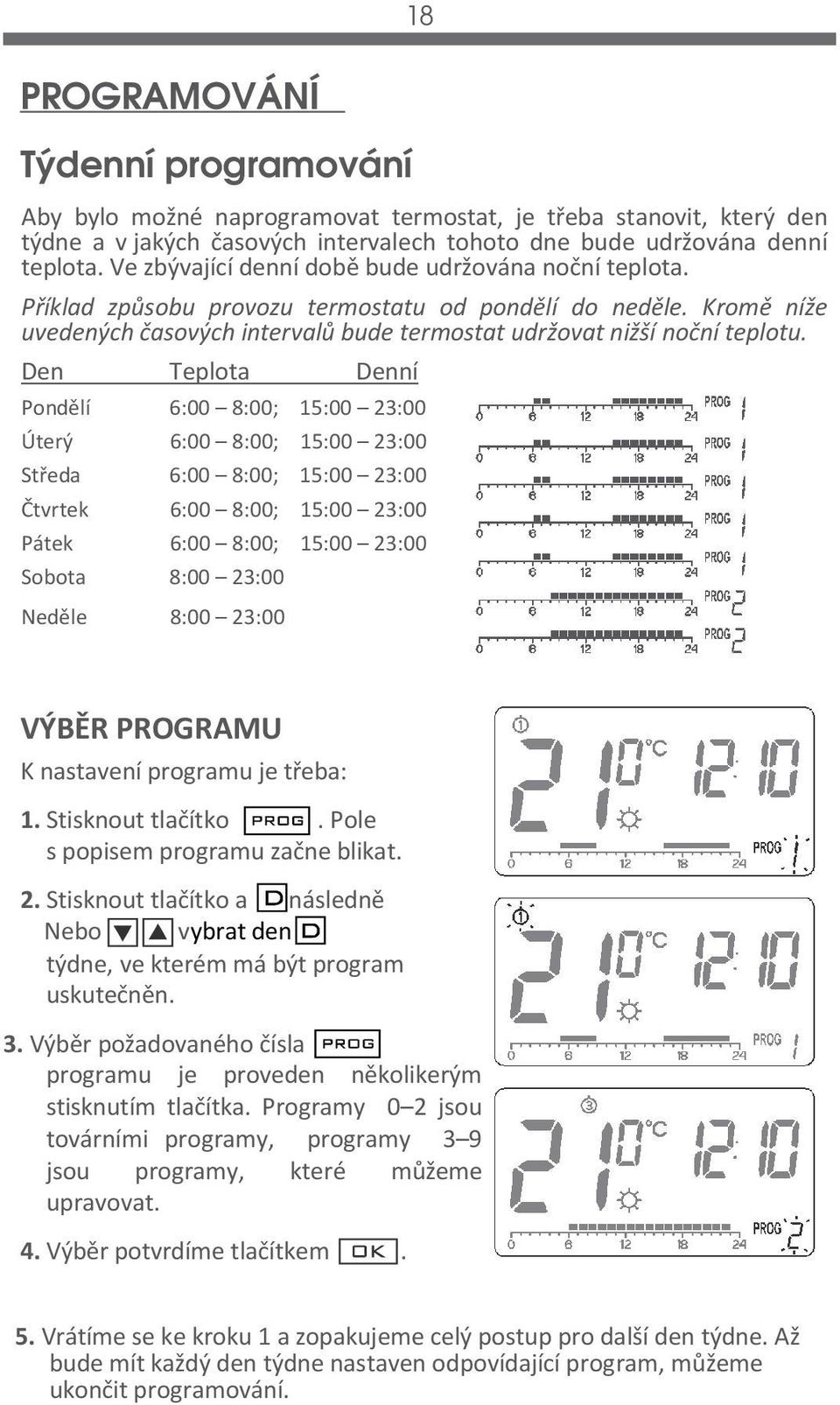 Den Teplota Denní Pondělí 6:00 8:00; 15:00 23:00 Úterý 6:00 8:00; 15:00 23:00 Středa 6:00 8:00; 15:00 23:00 Čtvrtek 6:00 8:00; 15:00 23:00 Pátek 6:00 8:00; 15:00 23:00 Sobota 8:00 23:00 Neděle 8:00