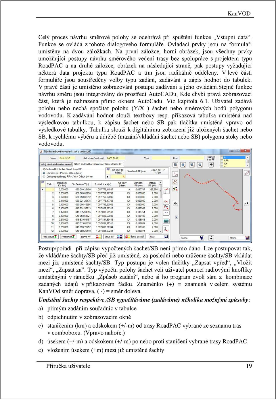 postupy vyžadující některá data projektu typu RoadPAC a tím jsou radikálně odděleny. V levé části formuláře jsou soustředěny volby typu zadání, zadávání a zápis hodnot do tabulek.