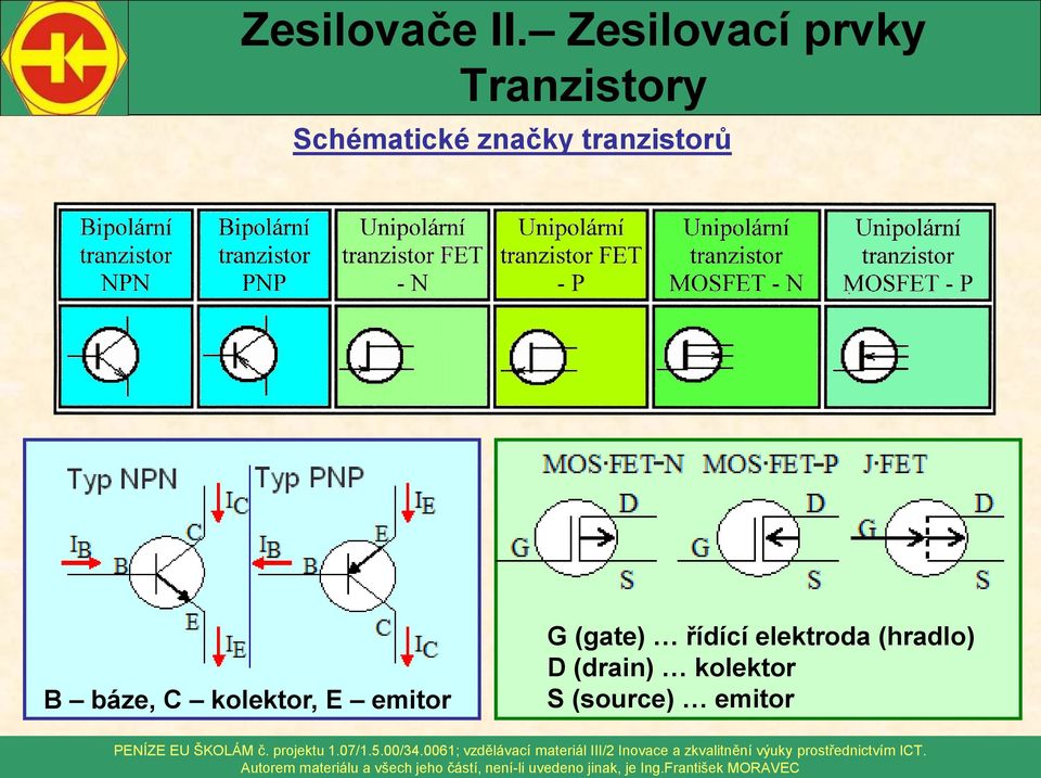 (gate) řídící elektroda (hradlo)