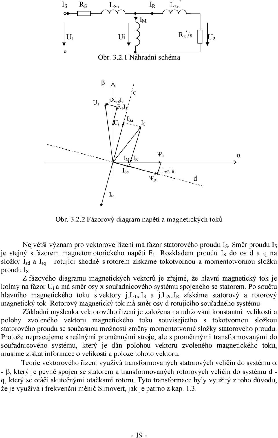 Rozladem proudu I S do os d a q na složy I sd a I sq rotující shodně s rotorem zísáme tootvornou a momentotvornou složu proudu I S.