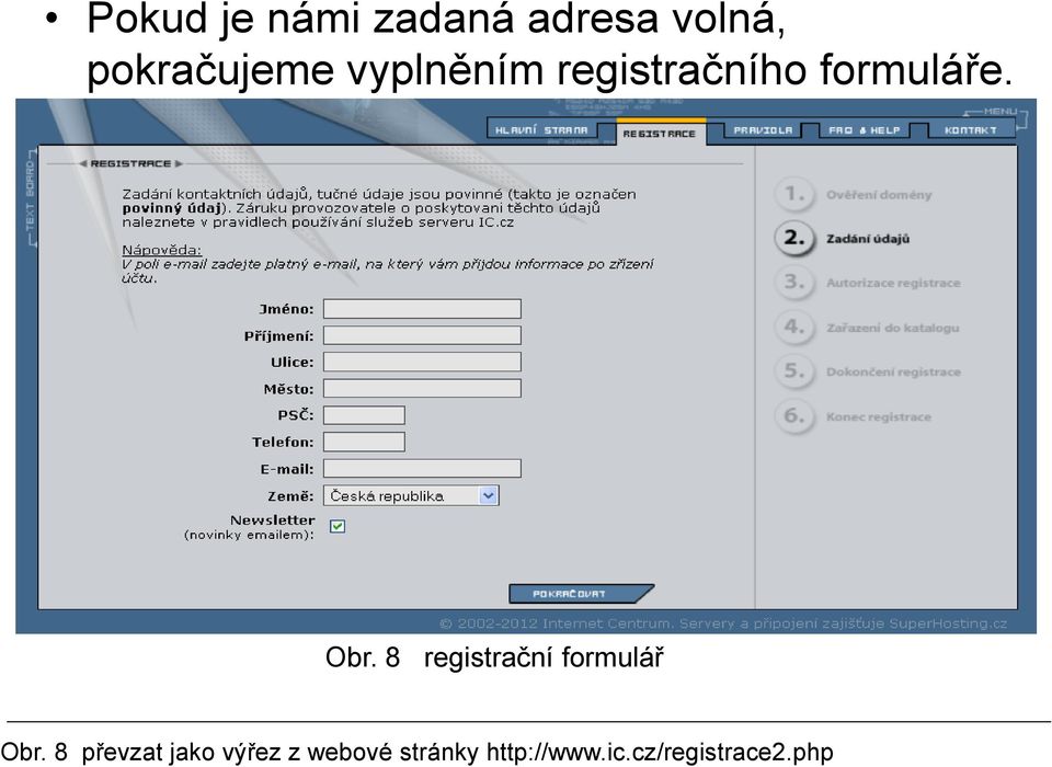 8 registrační formulář Obr.