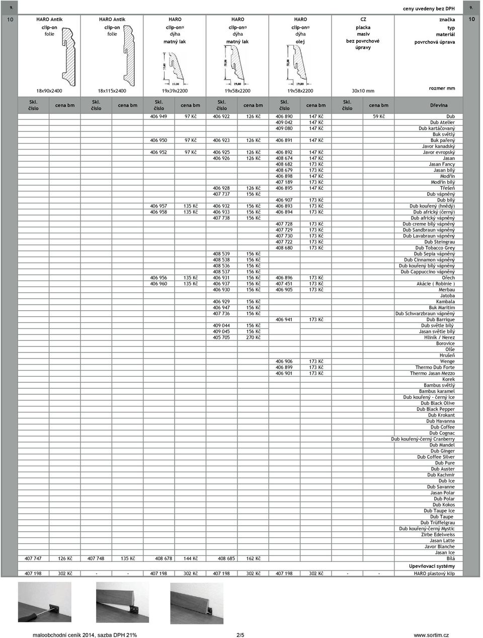 Atelier 409 080 147 Kč Dub kartáčovaný Buk světlý 406 950 97 Kč 406 923 126 Kč 406 891 147 Kč Buk pařený Javor kanadský 406 952 97 Kč 406 925 126 Kč 406 892 147 Kč Javor evropský 406 926 126 Kč 408