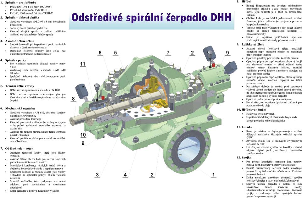 3. Axiálně dělené těleso Snadná demontáž při inspekčních popř. servisních úkonech v části interiéru čerpadla Demontáž rotorové skupiny jako celku bez nutnosti z potrubního systému stanice 4.