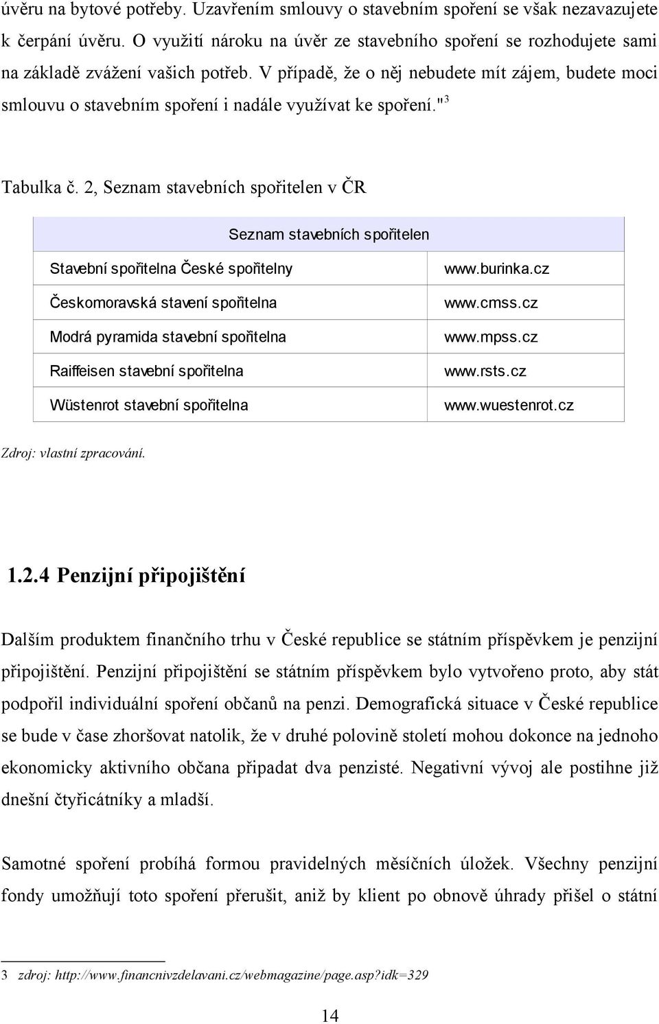 V případě, že o něj nebudete mít zájem, budete moci smlouvu o stavebním spoření i nadále využívat ke spoření." 3 Tabulka č.