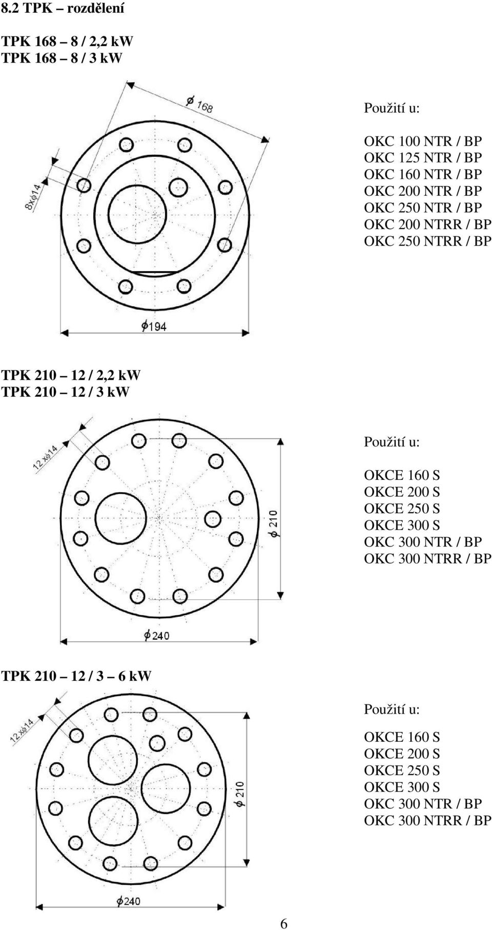 12 / 3 kw Použití u: OKCE 160 S OKCE 200 S OKCE 250 S OKCE 300 S OKC 300 NTR / BP OKC 300 NTRR / BP TPK