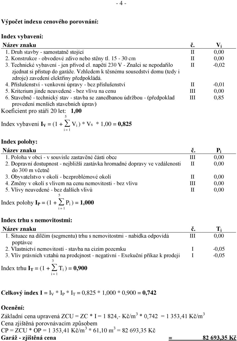 Příslušenství - venkovní úpravy - bez příslušenství II -0,01 5. Kriterium jinde neuvedené - bez vlivu na cenu III 0,00 6.