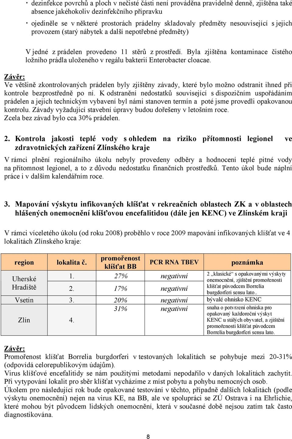 Byla zjištěna kontaminace čistého ložního prádla uloženého v regálu bakterií Enterobacter cloacae.