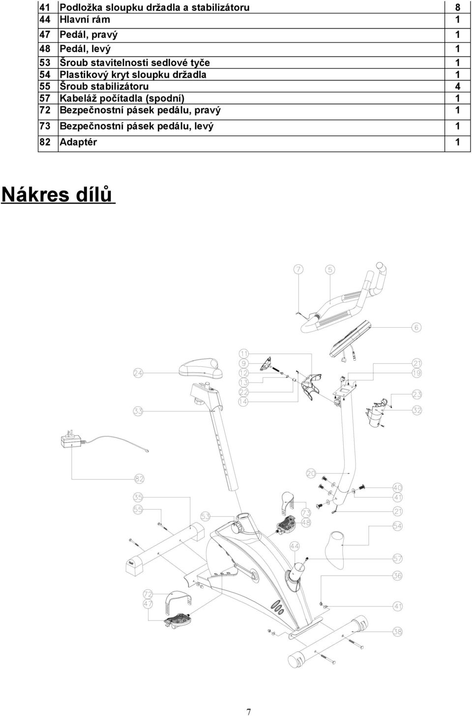 držadla 1 55 Šroub stabilizátoru 4 57 Kabeláž počítadla (spodní) 1 72 Bezpečnostní