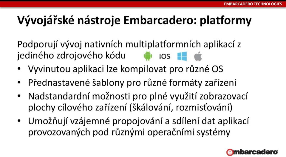 Přednastavené šablony pro různé formáty zařízení Nadstandardní možnosti pro plné využití zobrazovací plochy