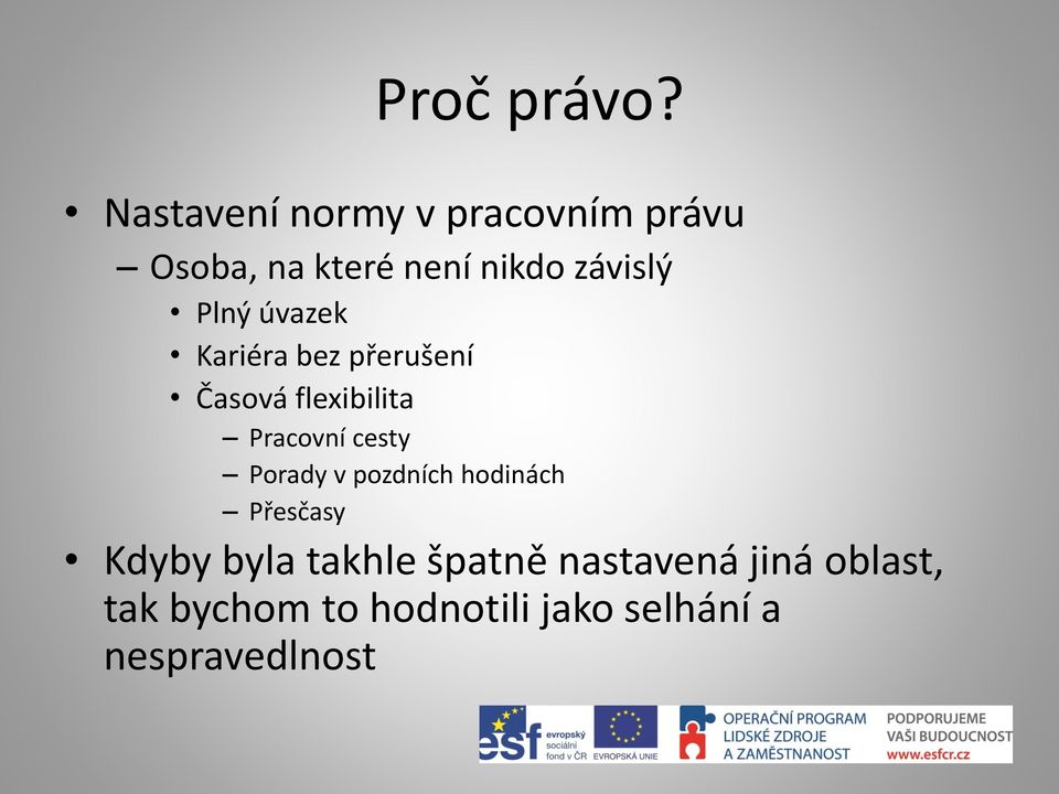 Plný úvazek Kariéra bez přerušení Časová flexibilita Pracovní cesty