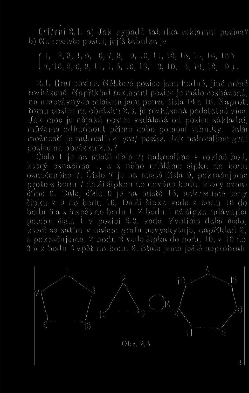 je rozházená podstatně více. Jak moc je nějaká pozice vzdálená od pozice základní, můžeme odhadnout přímo nebo pomocí tabulky. Další možností je nakreslit si graf pozice.