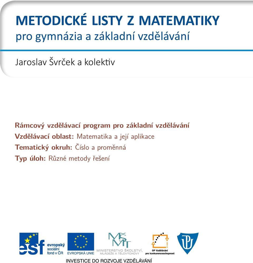 program pro základní vzdělávání Vzdělávací oblast: Matematika