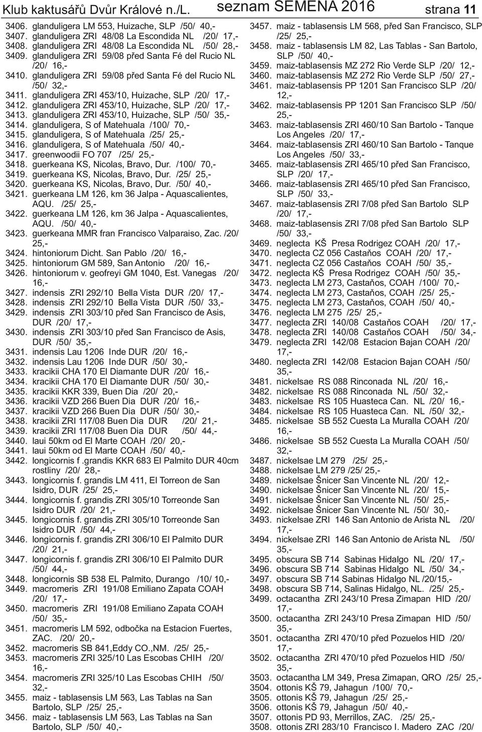 glanduligera LM 553, Huizache, SLP /50/ 40,glanduligera ZRI 48/08 La Escondida NL /20/ 17,glanduligera ZRI 48/08 La Escondida NL /50/ 28,glanduligera ZRI 59/08 před Santa Fé del Rucio NL /20/