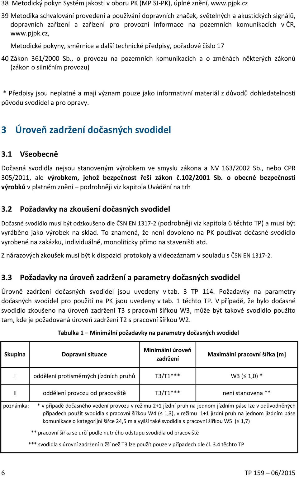 cz, Metodické pokyny, směrnice a další technické předpisy, pořadové číslo 17 40 Zákon 361/2000 Sb.