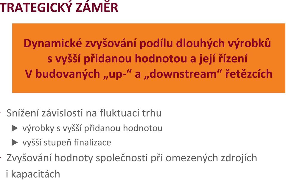 řetězcích Snížení závislosti na fluktuaci trhu výrobky s vyššípřidanou