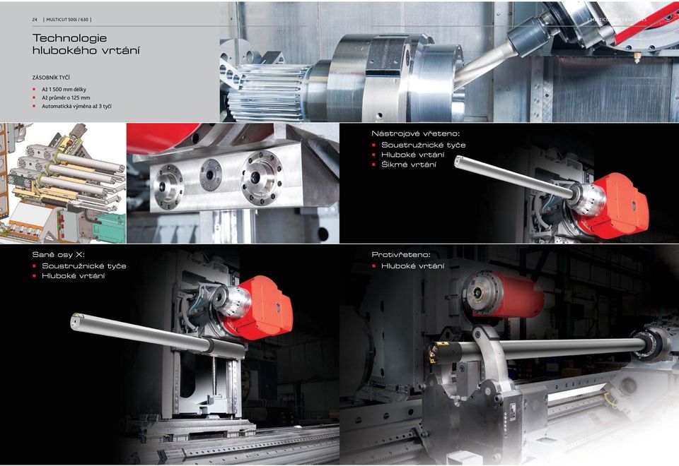 výměna až 3 tyčí Nástrojové vřeteno: Soustružnické tyče Hluboké vrtání