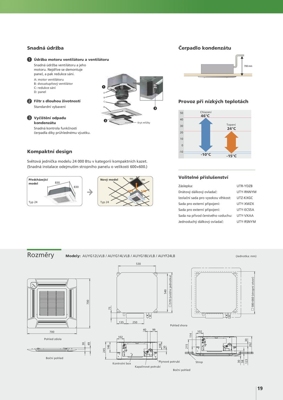 prùhlednému výustku. B C D 2 Kryt møíky 3 Provoz pøi nízkých teplotách 50 40 20 46 C 24 C 10 0 Kompaktní design Svìtová jednièka modelu 24 000 Btu v kategorii kompaktních kazet.