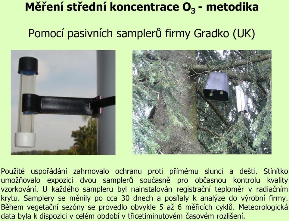 U každého sampleru byl nainstalován registrační teploměr v radiačním krytu.