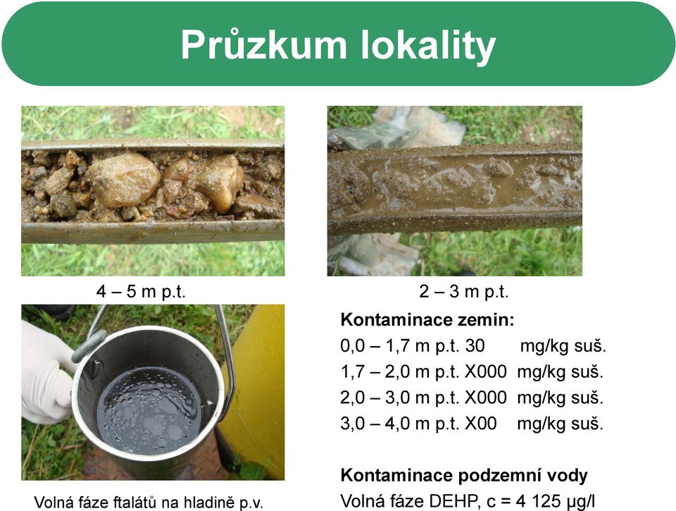 t. X00 mg/kg suš. Volná fáze ftalátů na hladině p.v.