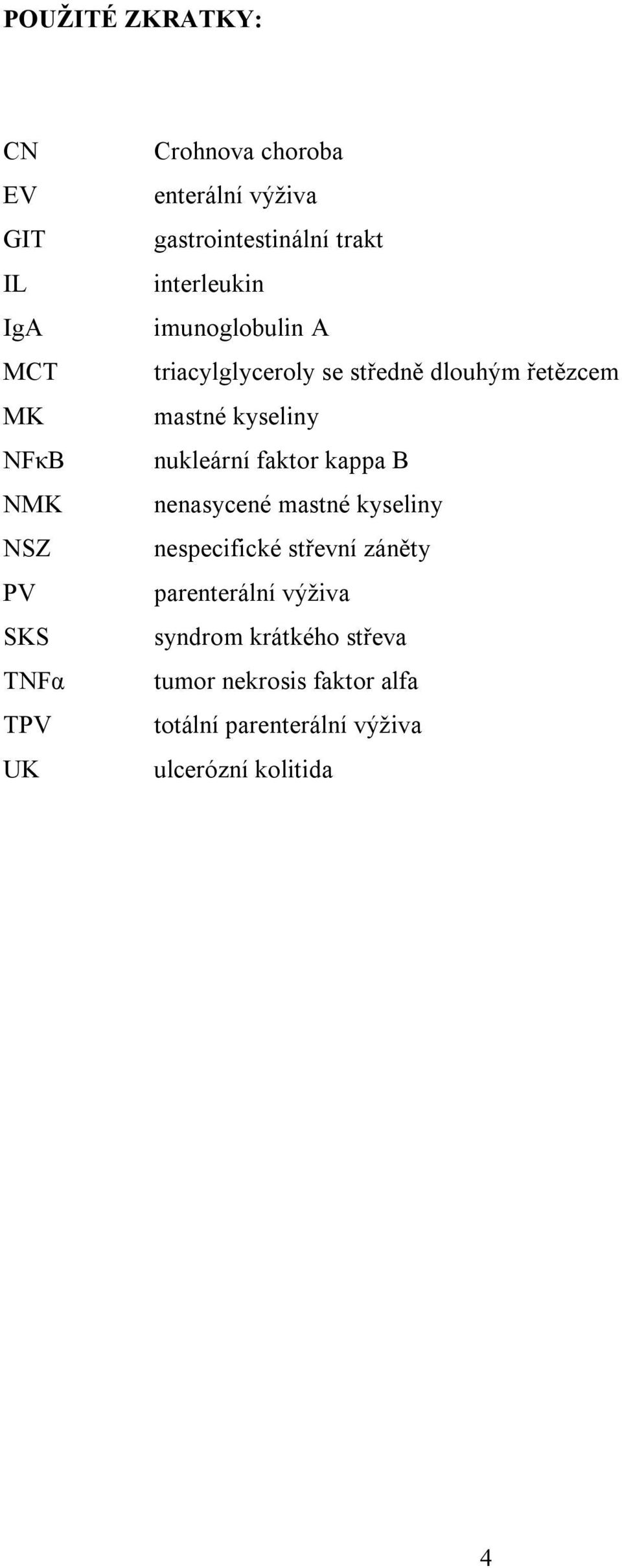 mastné kyseliny nukleární faktor kappa B nenasycené mastné kyseliny nespecifické střevní záněty