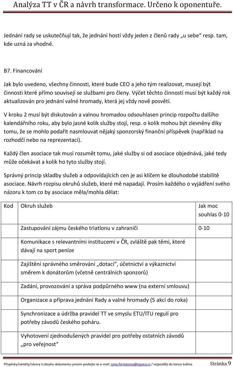 Výčet těchto činností musí být každý rok aktualizován pro jednání valné hromady, která jej vždy nově posvětí.