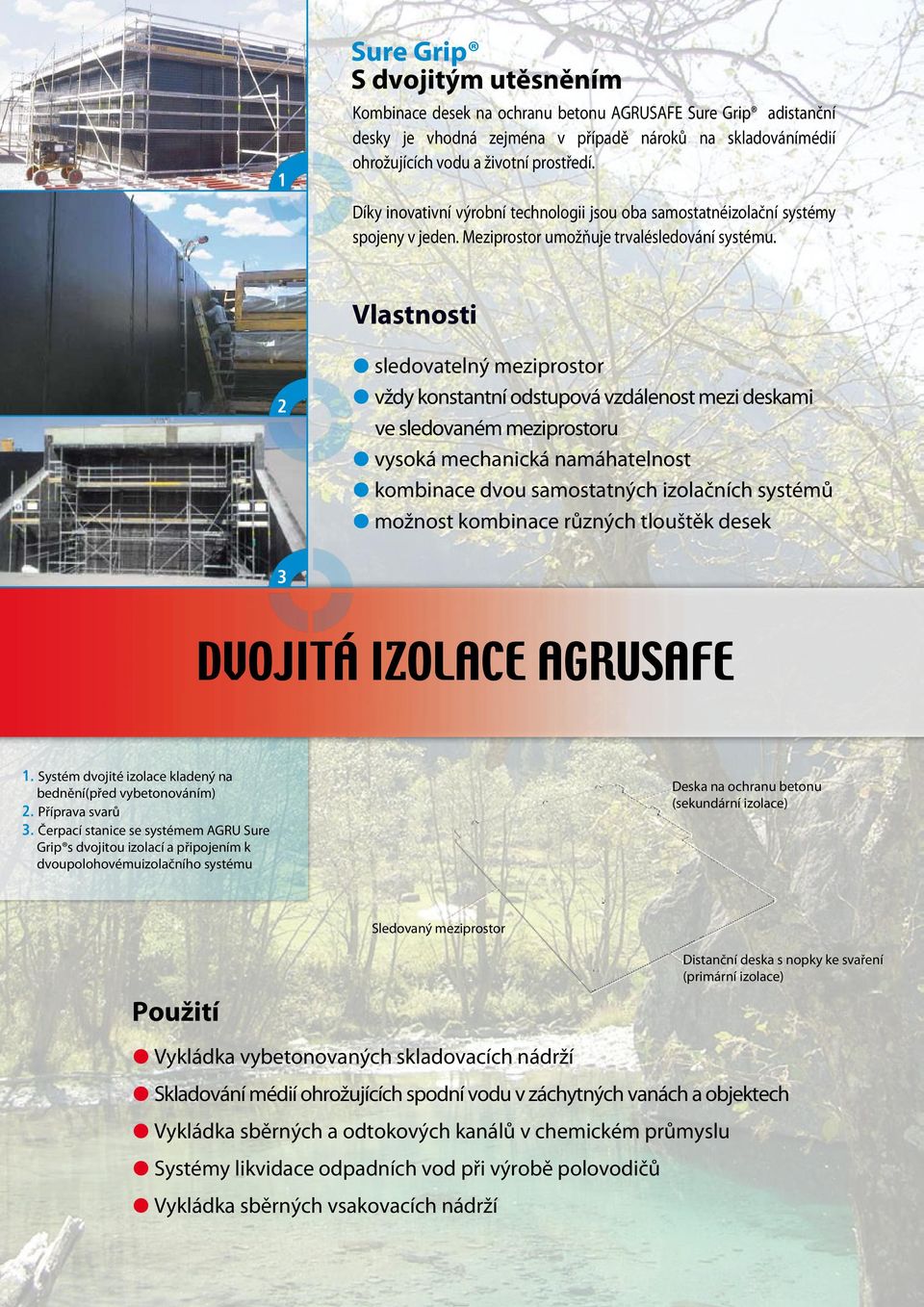 Vlastnosti 2 sledovatelný meziprostor vždy konstantní odstupová vzdálenost mezi deskami ve sledovaném meziprostoru vysoká mechanická namáhatelnost kombinace dvou samostatných izolačních systémů