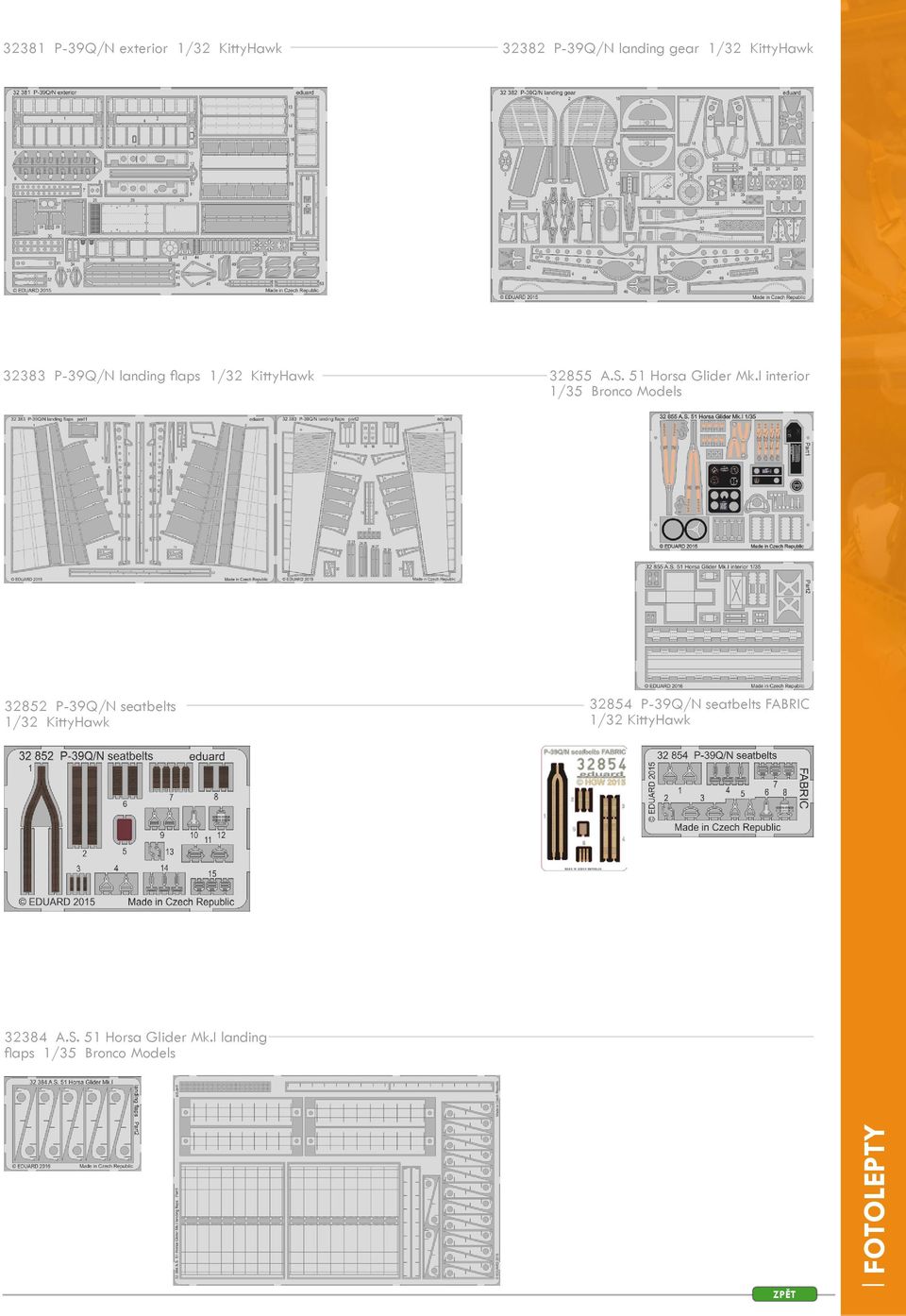 I interior 1/35 Bronco Models 32852 P-39Q/N seatbelts 32854