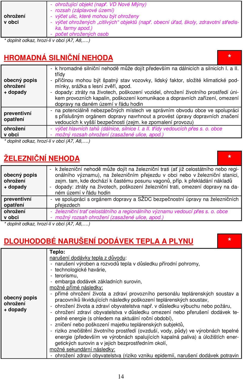 třídy - příčinou mohou být špatný stav vozovky, lidský faktor, složité klimatické podmínky, srážka s lesní zvěří, apod.