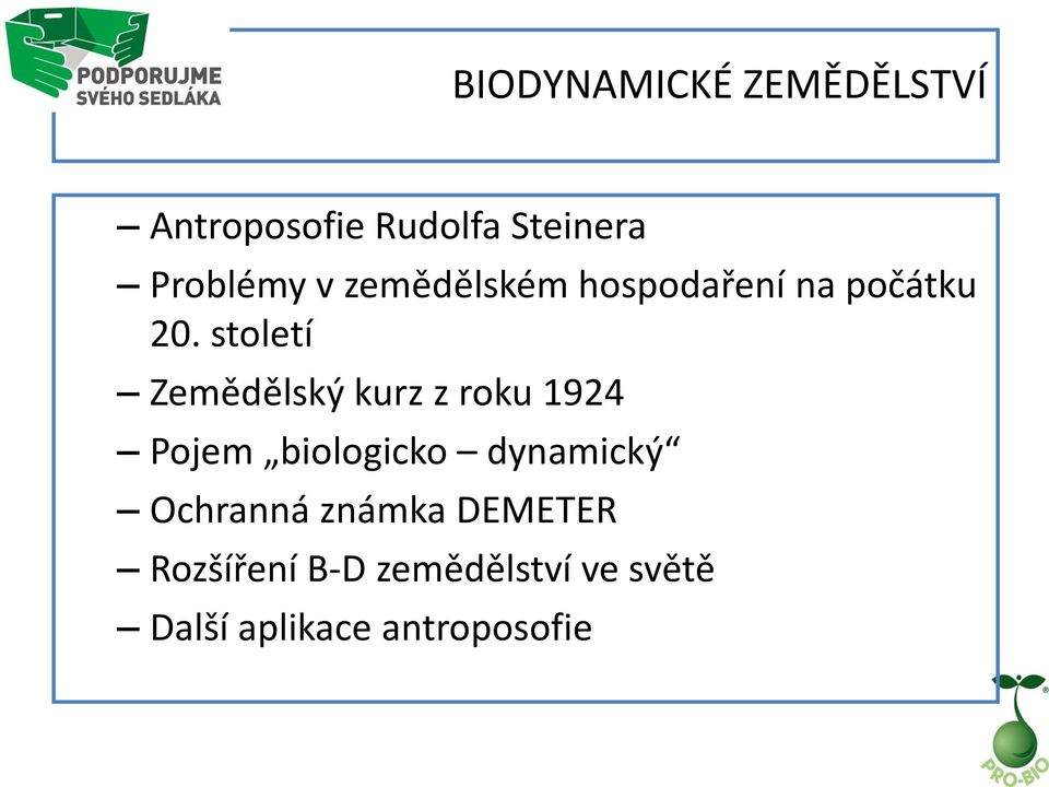 století Zemědělský kurz z roku 1924 Pojem biologicko dynamický