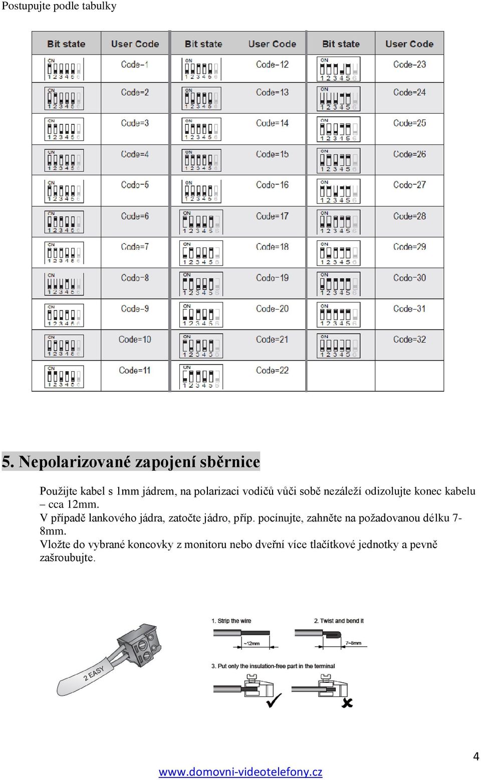 sobě nezáleţí odizolujte konec kabelu cca 12mm.